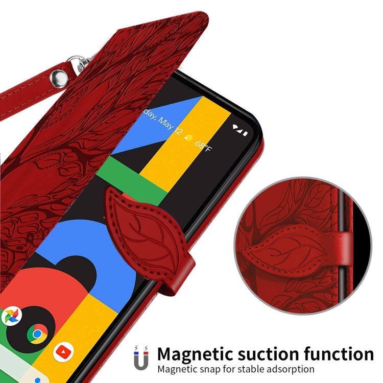 For Google Pixel 4a Life of Tree Embossing Pattern Horizontal Flip Leather Case with Holder & Card Slot & Wallet & Photo Frame & Lanyard