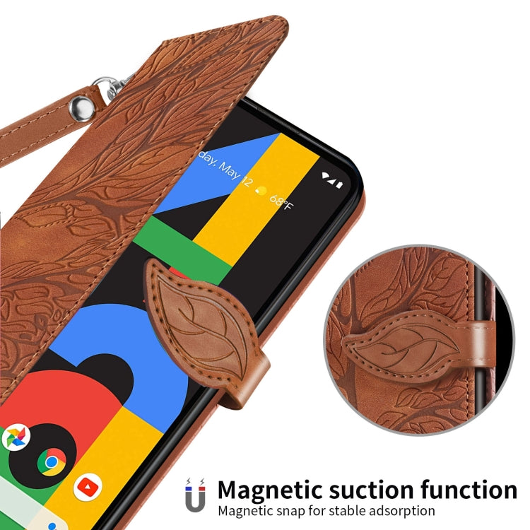 For Google Pixel 4a Life of Tree Embossing Pattern Horizontal Flip Leather Case with Holder & Card Slot & Wallet & Photo Frame & Lanyard