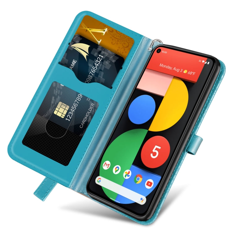 For Google Pixel 5 Life of Tree Embossing Pattern Horizontal Flip Leather Case with Holder & Card Slot & Wallet & Photo Frame & Lanyard
