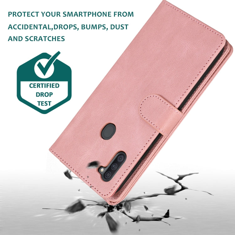 For Samsung Galaxy A11 Skin-feel Crazy Horse Texture Zipper Wallet Bag Horizontal Flip Leather Case with Holder & Card Slots & Wallet & Lanyard