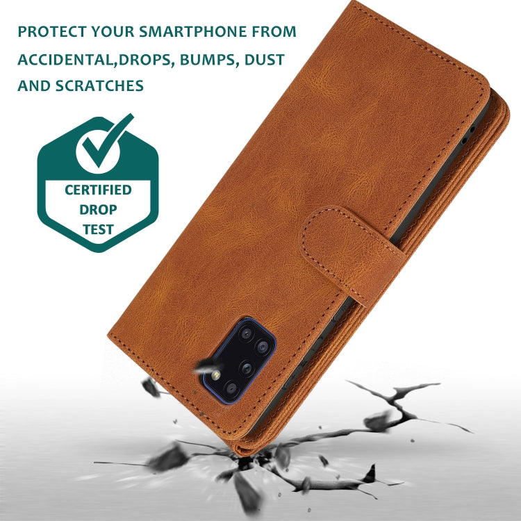 For Samsung Galaxy A31 Skin-feel Crazy Horse Texture Zipper Wallet Bag Horizontal Flip Leather Case with Holder & Card Slots & Wallet & Lanyard