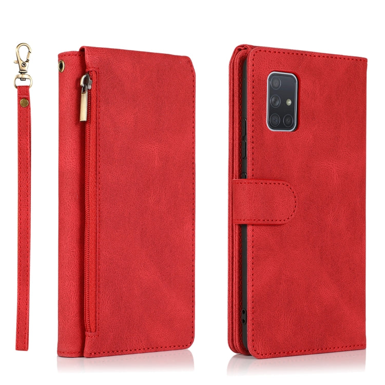 For Samsung Galaxy A71 5G Skin-feel Crazy Horse Texture Zipper Wallet Bag Horizontal Flip Leather Case with Holder & Card Slots & Wallet & Lanyard