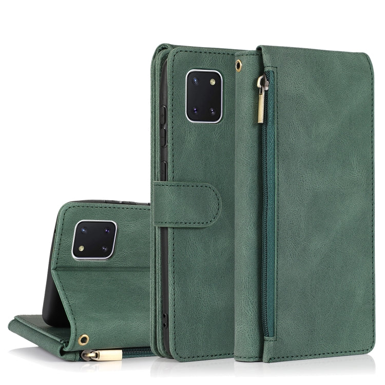 For Samsung Galaxy A81 Skin-feel Crazy Horse Texture Zipper Wallet Bag Horizontal Flip Leather Case with Holder & Card Slots & Wallet & Lanyard