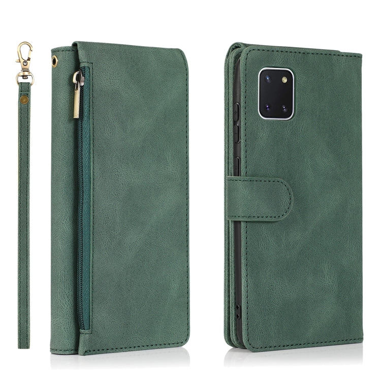 For Samsung Galaxy A81 Skin-feel Crazy Horse Texture Zipper Wallet Bag Horizontal Flip Leather Case with Holder & Card Slots & Wallet & Lanyard