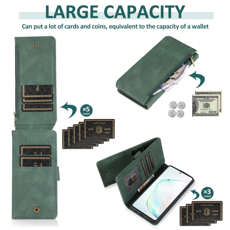 For Samsung Galaxy A81 Skin-feel Crazy Horse Texture Zipper Wallet Bag Horizontal Flip Leather Case with Holder & Card Slots & Wallet & Lanyard