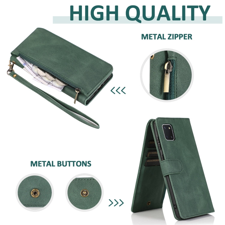 For Samsung Galaxy A81 Skin-feel Crazy Horse Texture Zipper Wallet Bag Horizontal Flip Leather Case with Holder & Card Slots & Wallet & Lanyard