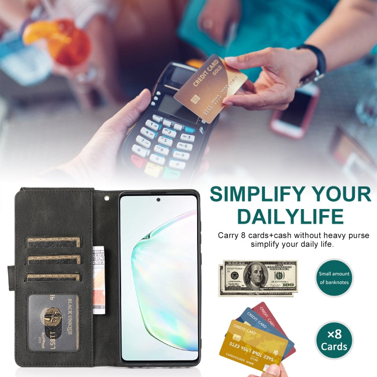 For Samsung Galaxy A81 Skin-feel Crazy Horse Texture Zipper Wallet Bag Horizontal Flip Leather Case with Holder & Card Slots & Wallet & Lanyard