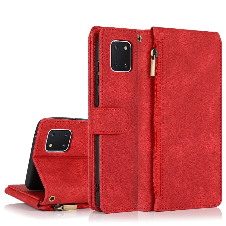 For Samsung Galaxy A81 Skin-feel Crazy Horse Texture Zipper Wallet Bag Horizontal Flip Leather Case with Holder & Card Slots & Wallet & Lanyard