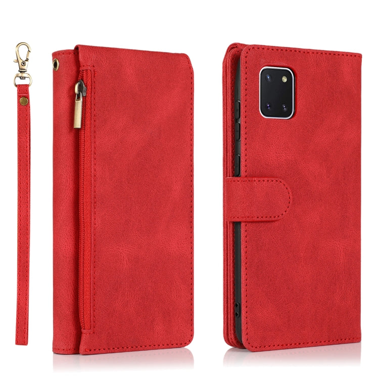 For Samsung Galaxy A81 Skin-feel Crazy Horse Texture Zipper Wallet Bag Horizontal Flip Leather Case with Holder & Card Slots & Wallet & Lanyard