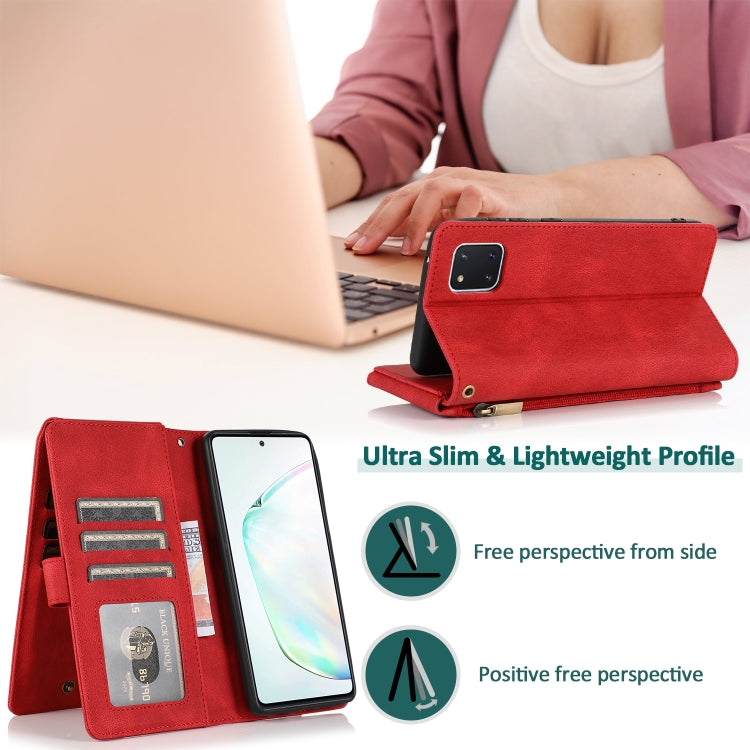For Samsung Galaxy A81 Skin-feel Crazy Horse Texture Zipper Wallet Bag Horizontal Flip Leather Case with Holder & Card Slots & Wallet & Lanyard