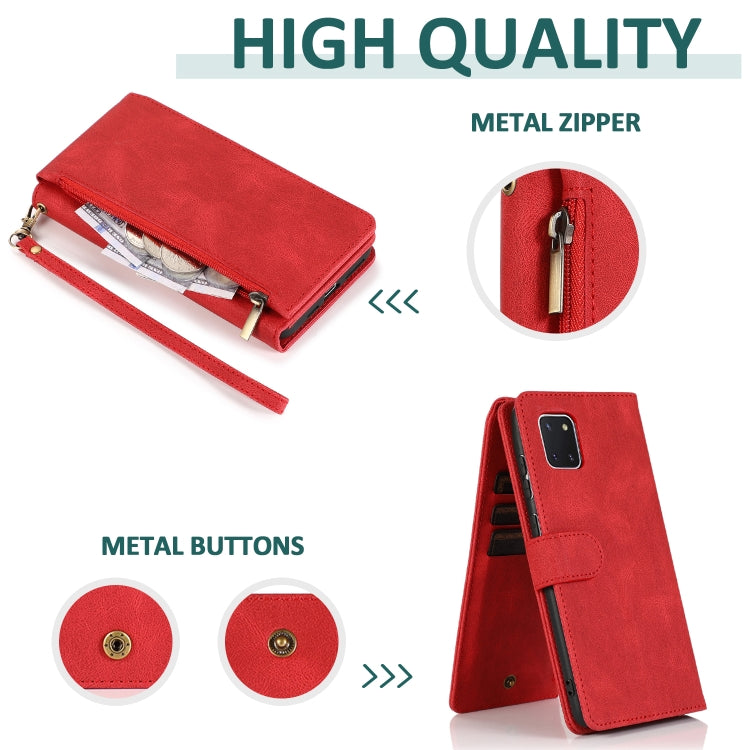 For Samsung Galaxy A81 Skin-feel Crazy Horse Texture Zipper Wallet Bag Horizontal Flip Leather Case with Holder & Card Slots & Wallet & Lanyard