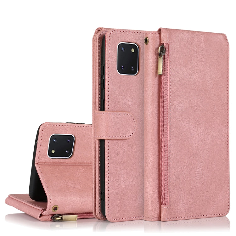 For Samsung Galaxy A81 Skin-feel Crazy Horse Texture Zipper Wallet Bag Horizontal Flip Leather Case with Holder & Card Slots & Wallet & Lanyard