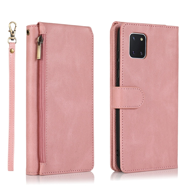For Samsung Galaxy A81 Skin-feel Crazy Horse Texture Zipper Wallet Bag Horizontal Flip Leather Case with Holder & Card Slots & Wallet & Lanyard