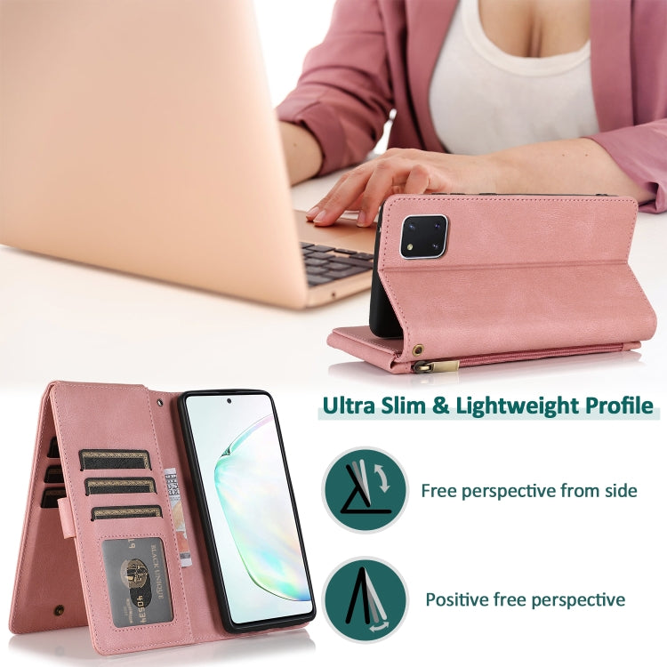 For Samsung Galaxy A81 Skin-feel Crazy Horse Texture Zipper Wallet Bag Horizontal Flip Leather Case with Holder & Card Slots & Wallet & Lanyard