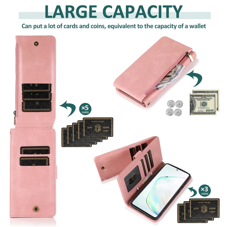 For Samsung Galaxy A81 Skin-feel Crazy Horse Texture Zipper Wallet Bag Horizontal Flip Leather Case with Holder & Card Slots & Wallet & Lanyard