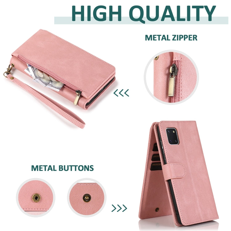 For Samsung Galaxy A81 Skin-feel Crazy Horse Texture Zipper Wallet Bag Horizontal Flip Leather Case with Holder & Card Slots & Wallet & Lanyard