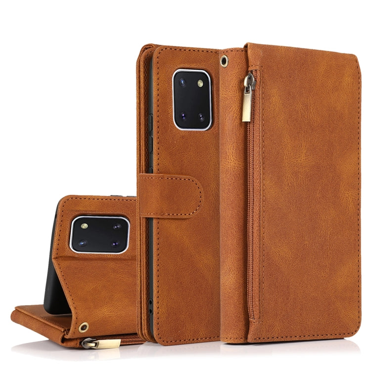 For Samsung Galaxy A81 Skin-feel Crazy Horse Texture Zipper Wallet Bag Horizontal Flip Leather Case with Holder & Card Slots & Wallet & Lanyard