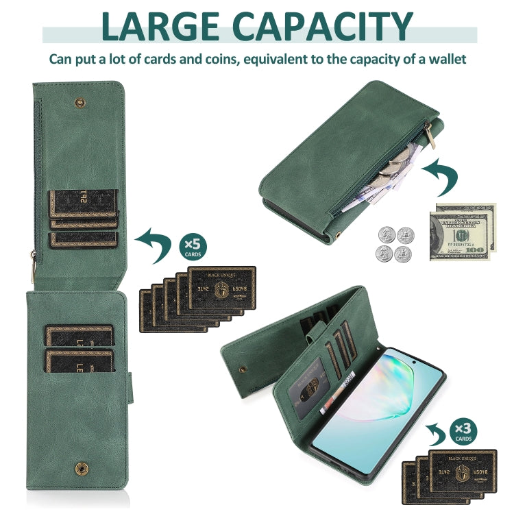 For Samsung Galaxy A91 Skin-feel Crazy Horse Texture Zipper Wallet Bag Horizontal Flip Leather Case with Holder & Card Slots & Wallet & Lanyard