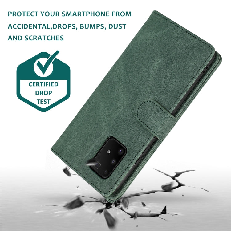 For Samsung Galaxy A91 Skin-feel Crazy Horse Texture Zipper Wallet Bag Horizontal Flip Leather Case with Holder & Card Slots & Wallet & Lanyard