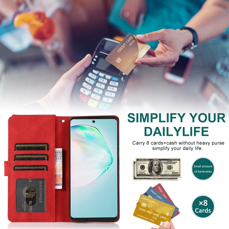 For Samsung Galaxy A91 Skin-feel Crazy Horse Texture Zipper Wallet Bag Horizontal Flip Leather Case with Holder & Card Slots & Wallet & Lanyard