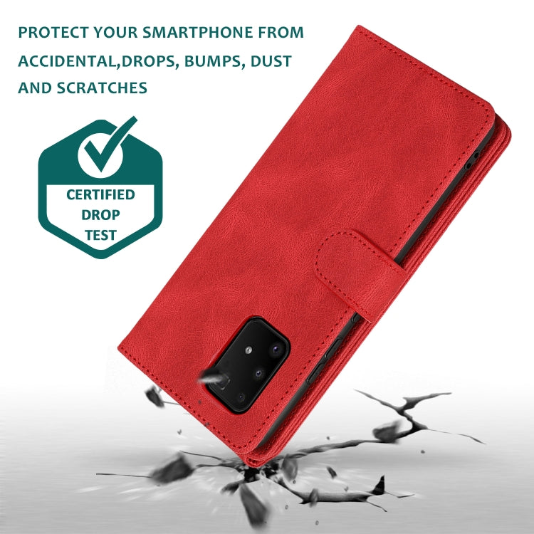 For Samsung Galaxy A91 Skin-feel Crazy Horse Texture Zipper Wallet Bag Horizontal Flip Leather Case with Holder & Card Slots & Wallet & Lanyard