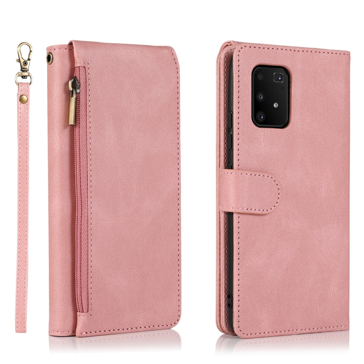 For Samsung Galaxy A91 Skin-feel Crazy Horse Texture Zipper Wallet Bag Horizontal Flip Leather Case with Holder & Card Slots & Wallet & Lanyard