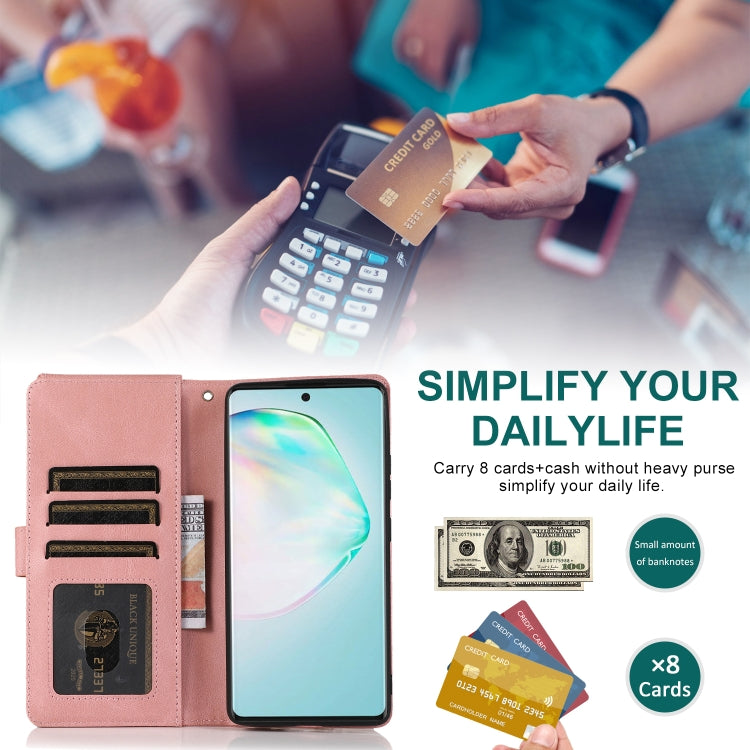 For Samsung Galaxy A91 Skin-feel Crazy Horse Texture Zipper Wallet Bag Horizontal Flip Leather Case with Holder & Card Slots & Wallet & Lanyard