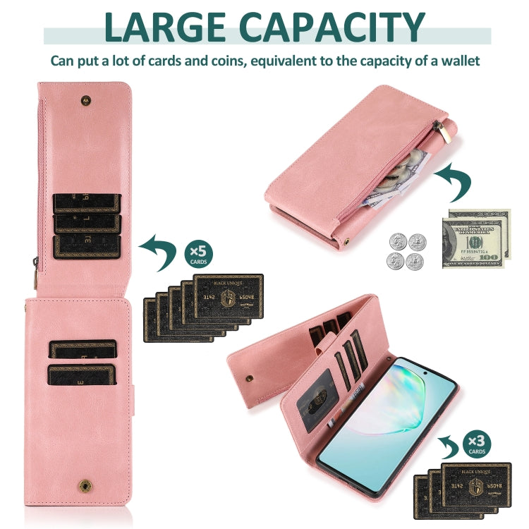 For Samsung Galaxy A91 Skin-feel Crazy Horse Texture Zipper Wallet Bag Horizontal Flip Leather Case with Holder & Card Slots & Wallet & Lanyard