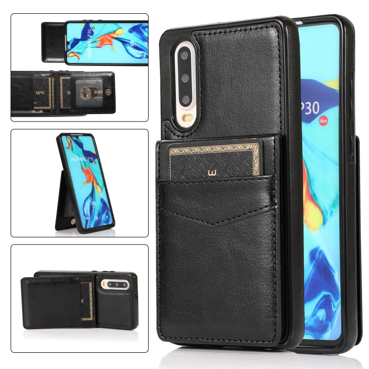 For Huawei P30 Solid Color PC + TPU Protective Case with Holder & Card Slots