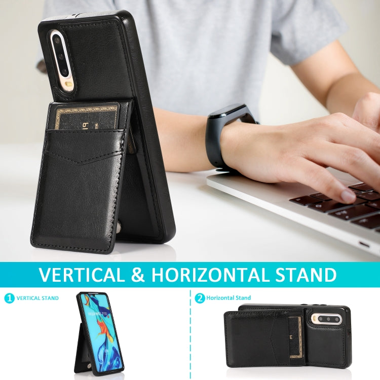 For Huawei P30 Solid Color PC + TPU Protective Case with Holder & Card Slots