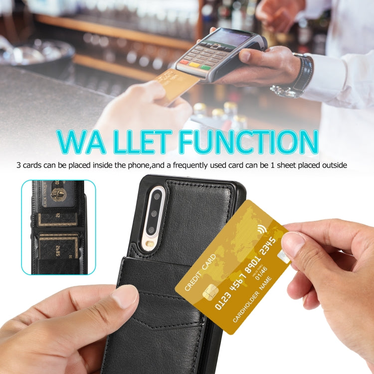 For Huawei P30 Solid Color PC + TPU Protective Case with Holder & Card Slots