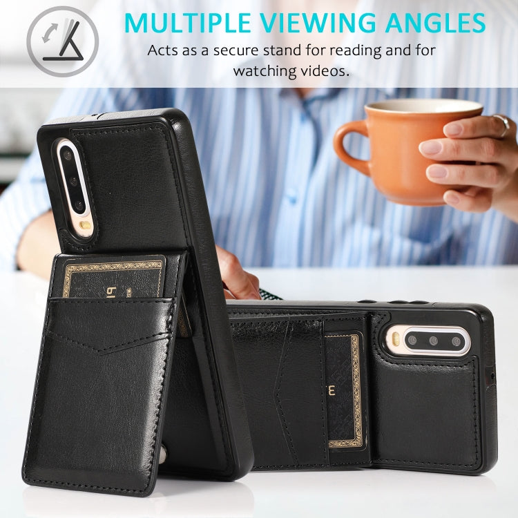 For Huawei P30 Solid Color PC + TPU Protective Case with Holder & Card Slots
