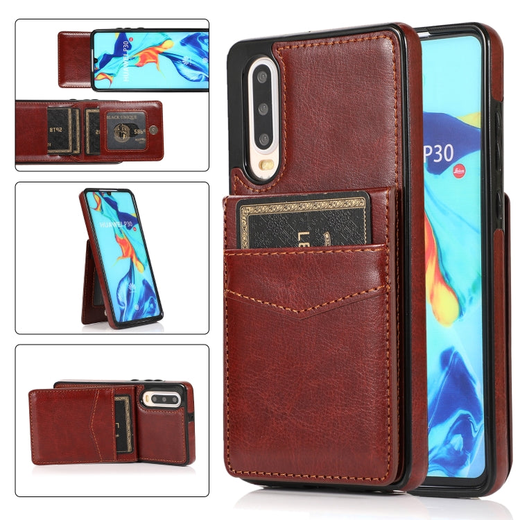 For Huawei P30 Solid Color PC + TPU Protective Case with Holder & Card Slots