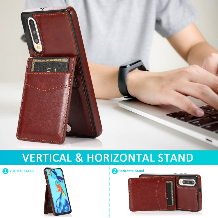 For Huawei P30 Solid Color PC + TPU Protective Case with Holder & Card Slots