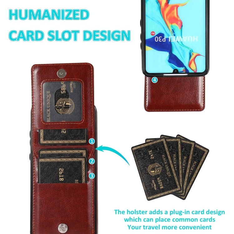 For Huawei P30 Solid Color PC + TPU Protective Case with Holder & Card Slots