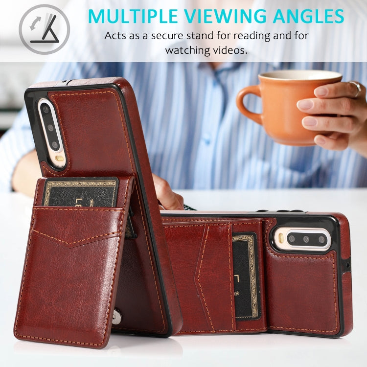 For Huawei P30 Solid Color PC + TPU Protective Case with Holder & Card Slots
