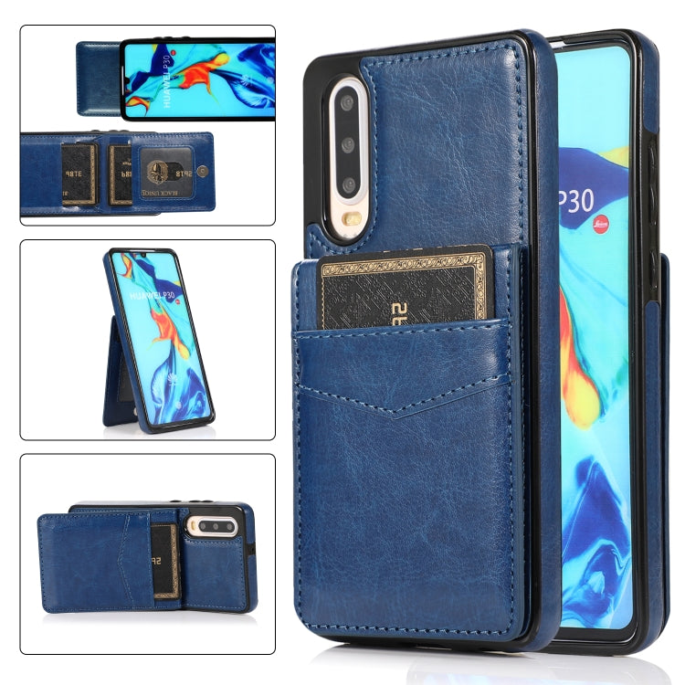 For Huawei P30 Solid Color PC + TPU Protective Case with Holder & Card Slots