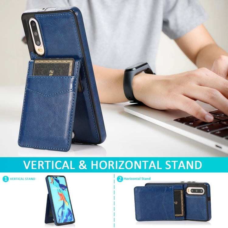 For Huawei P30 Solid Color PC + TPU Protective Case with Holder & Card Slots