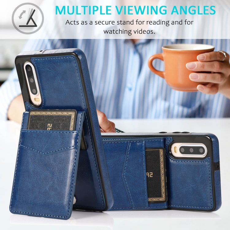 For Huawei P30 Solid Color PC + TPU Protective Case with Holder & Card Slots