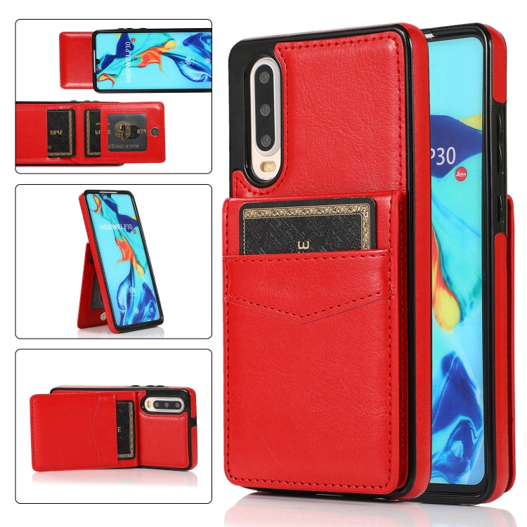 For Huawei P30 Solid Color PC + TPU Protective Case with Holder & Card Slots