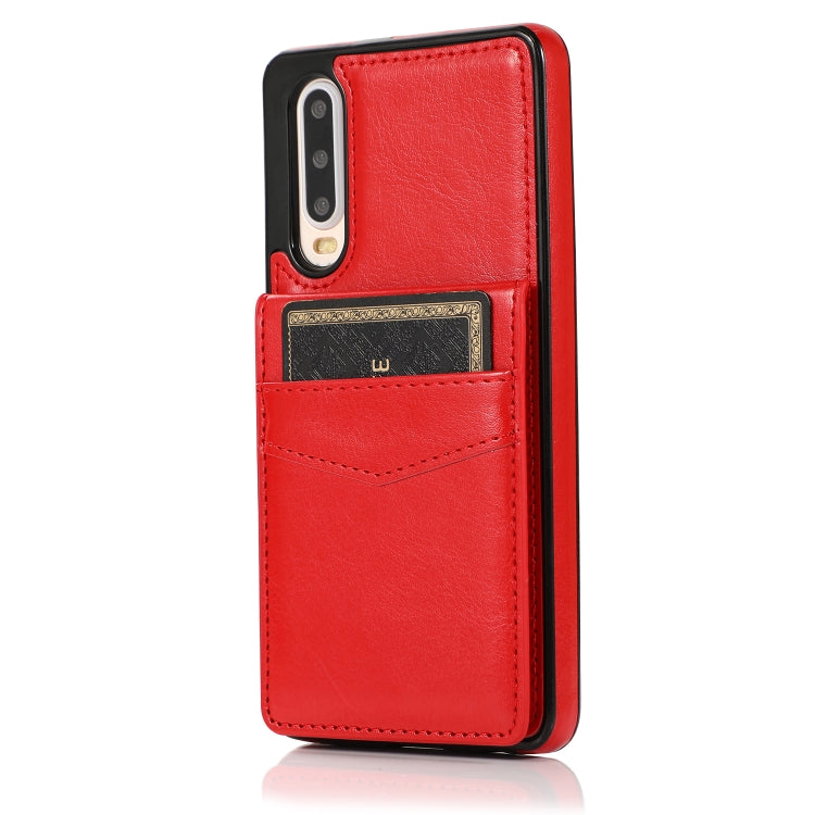 For Huawei P30 Solid Color PC + TPU Protective Case with Holder & Card Slots