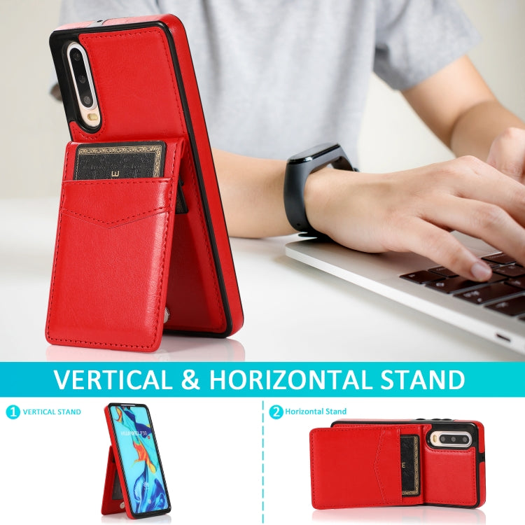 For Huawei P30 Solid Color PC + TPU Protective Case with Holder & Card Slots