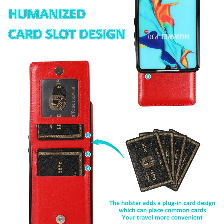 For Huawei P30 Solid Color PC + TPU Protective Case with Holder & Card Slots