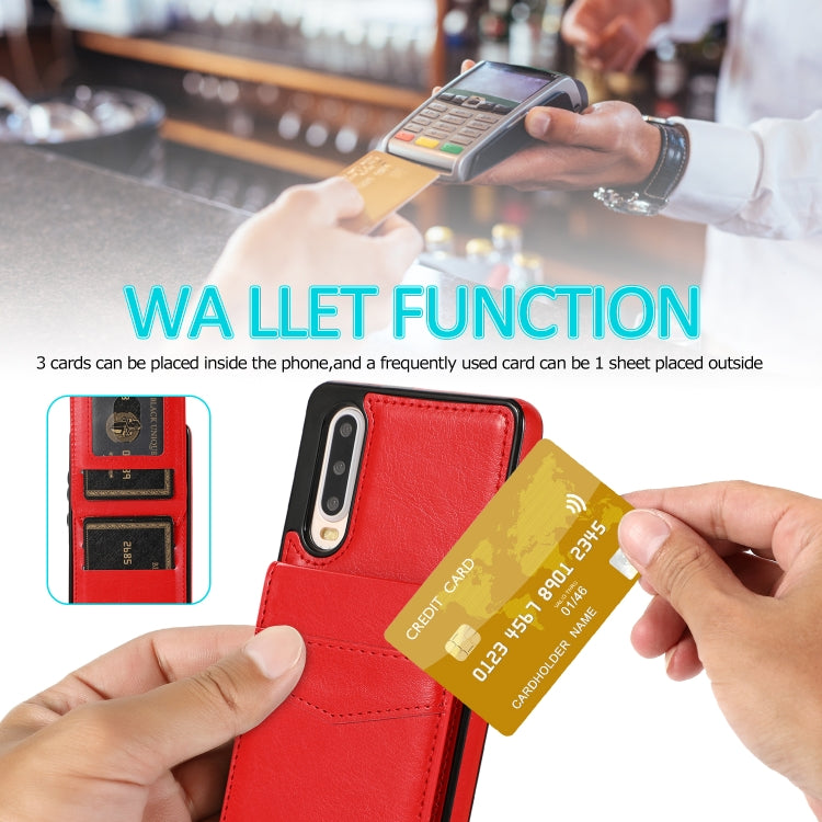 For Huawei P30 Solid Color PC + TPU Protective Case with Holder & Card Slots