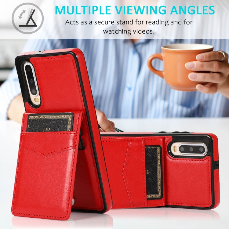 For Huawei P30 Solid Color PC + TPU Protective Case with Holder & Card Slots