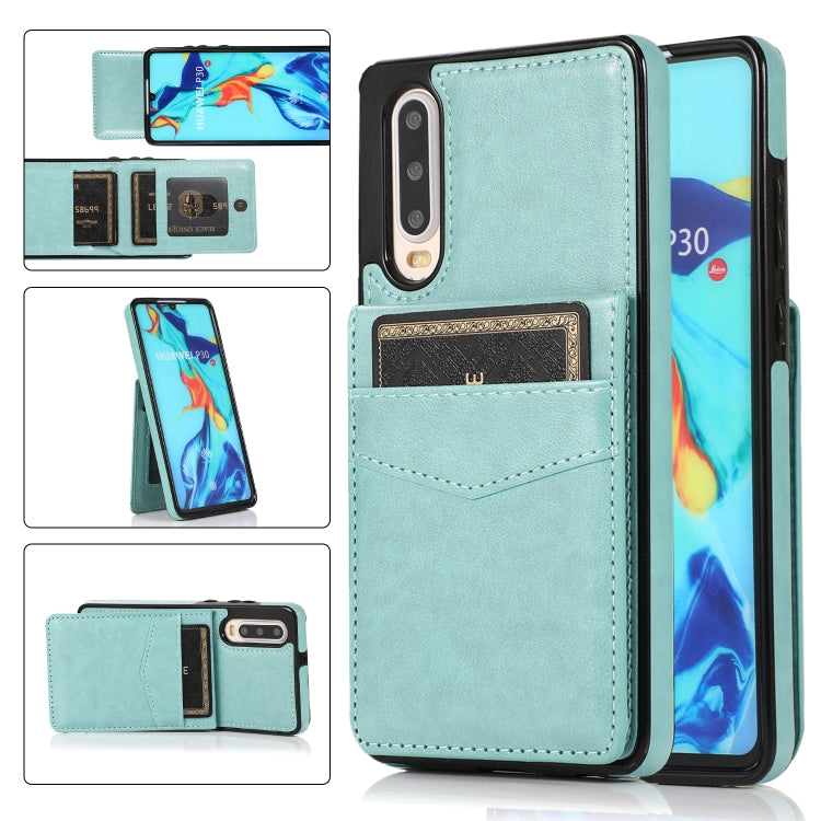 For Huawei P30 Solid Color PC + TPU Protective Case with Holder & Card Slots