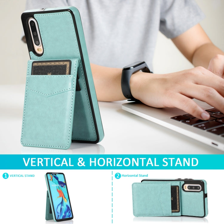 For Huawei P30 Solid Color PC + TPU Protective Case with Holder & Card Slots