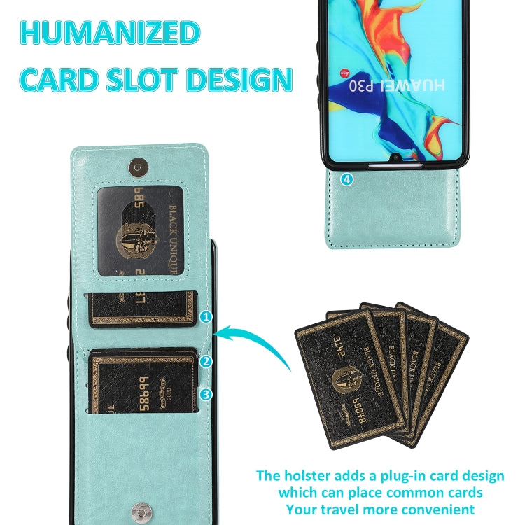 For Huawei P30 Solid Color PC + TPU Protective Case with Holder & Card Slots