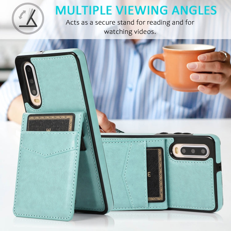 For Huawei P30 Solid Color PC + TPU Protective Case with Holder & Card Slots