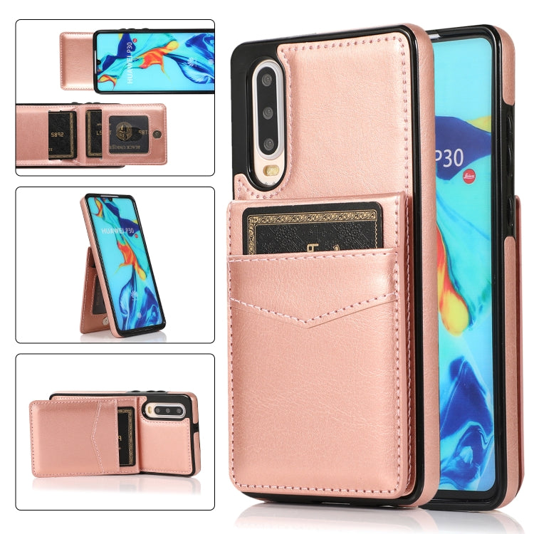 For Huawei P30 Solid Color PC + TPU Protective Case with Holder & Card Slots